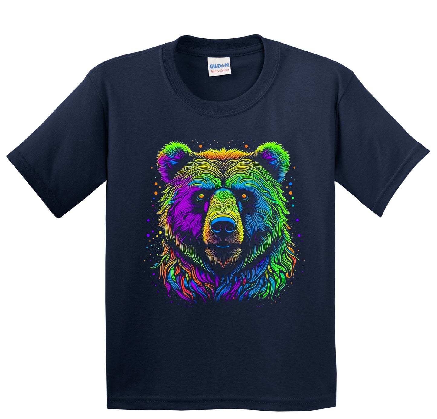 Colorful Bright Grizzly Bear Vibrant Psychedelic Animal Art Youth T-Shirt