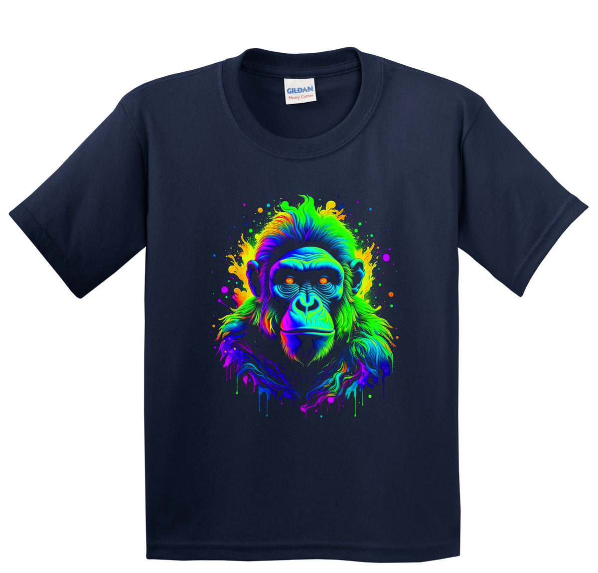 Colorful Bright Bonobo Vibrant Psychedelic Monkey Animal Art Youth T-Shirt