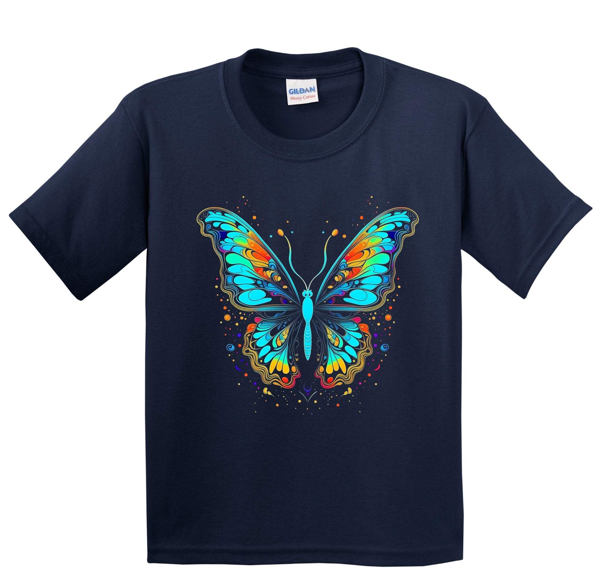 Colorful Bright Butterfly Vibrant Psychedelic Animal Art Youth T-Shirt
