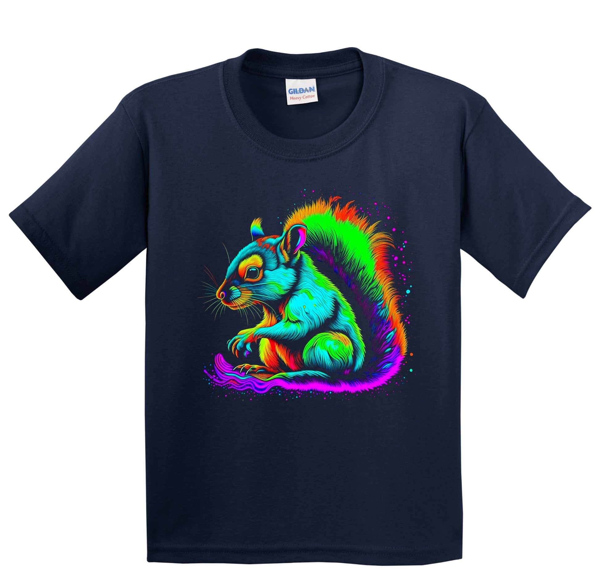 Colorful Bright Squirrel Vibrant Psychedelic Animal Art Youth T-Shirt