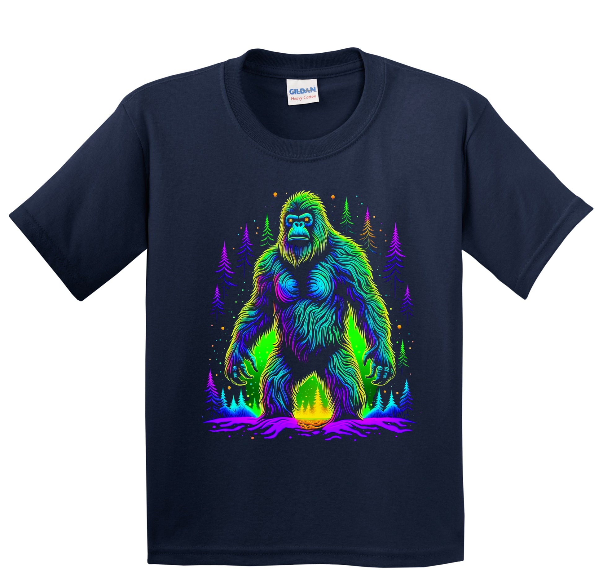 Colorful Bright Bigfoot Vibrant Psychedelic Sasquatch Art Youth T-Shirt