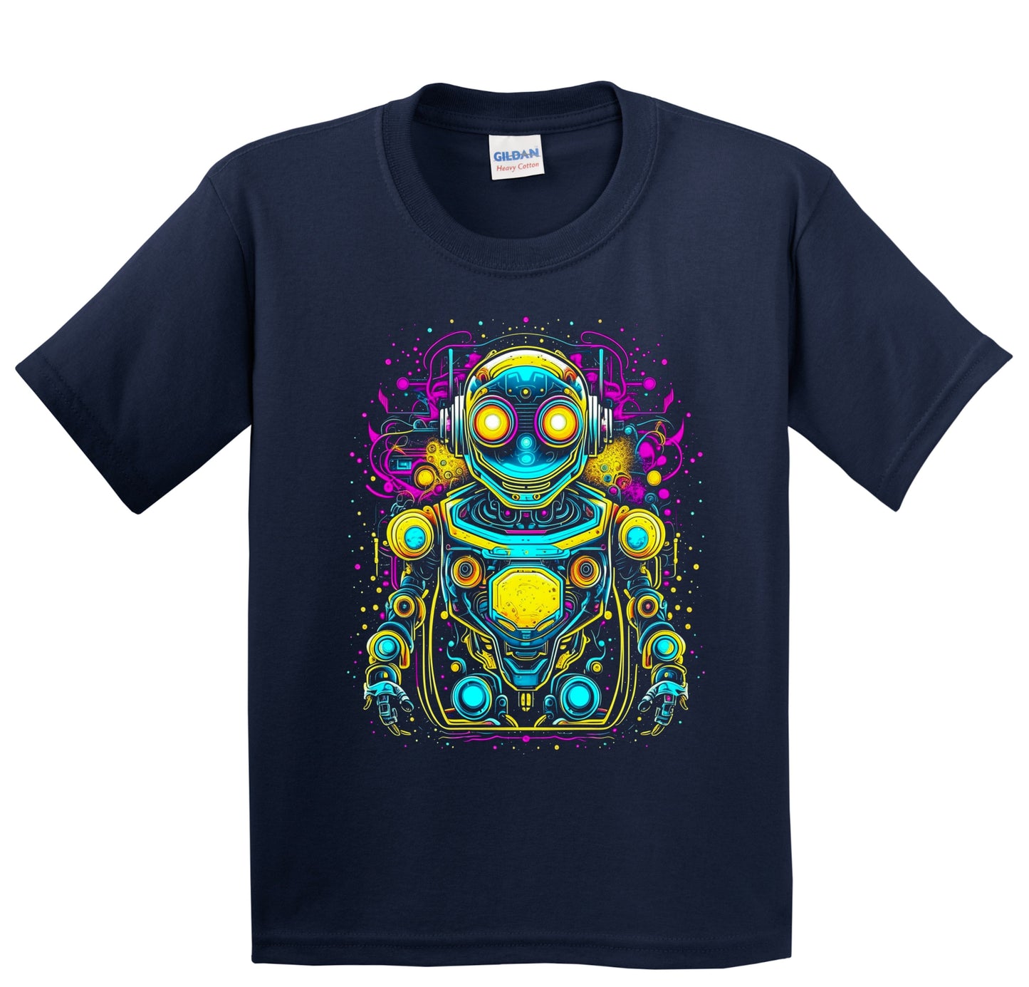 Colorful Bright Robot Vibrant Psychedelic Art Youth T-Shirt