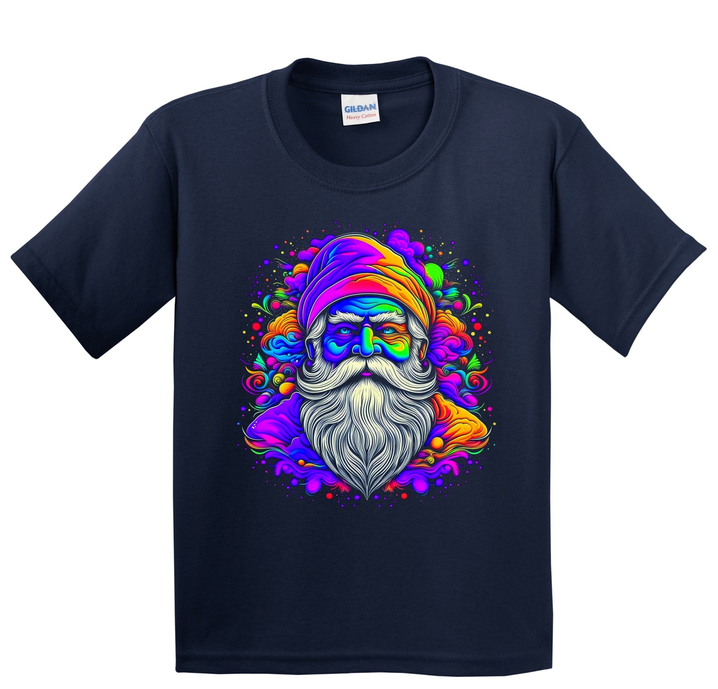 Colorful Bright Santa Claus Psychedelic Christmas Art Youth T-Shirt