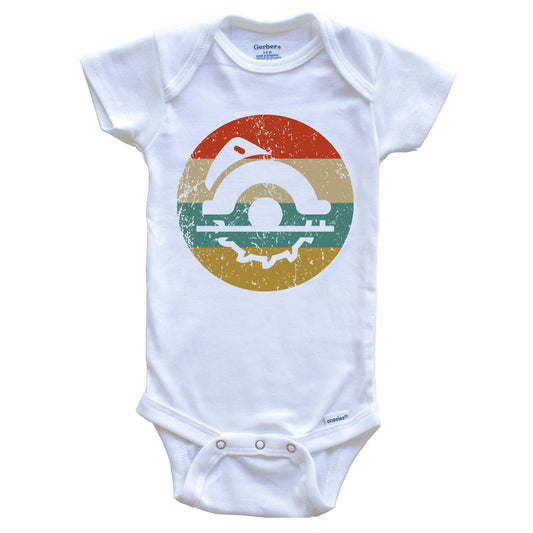 Carpenter Vintage Retro Circular Saw Circle Icon Baby Onesie
