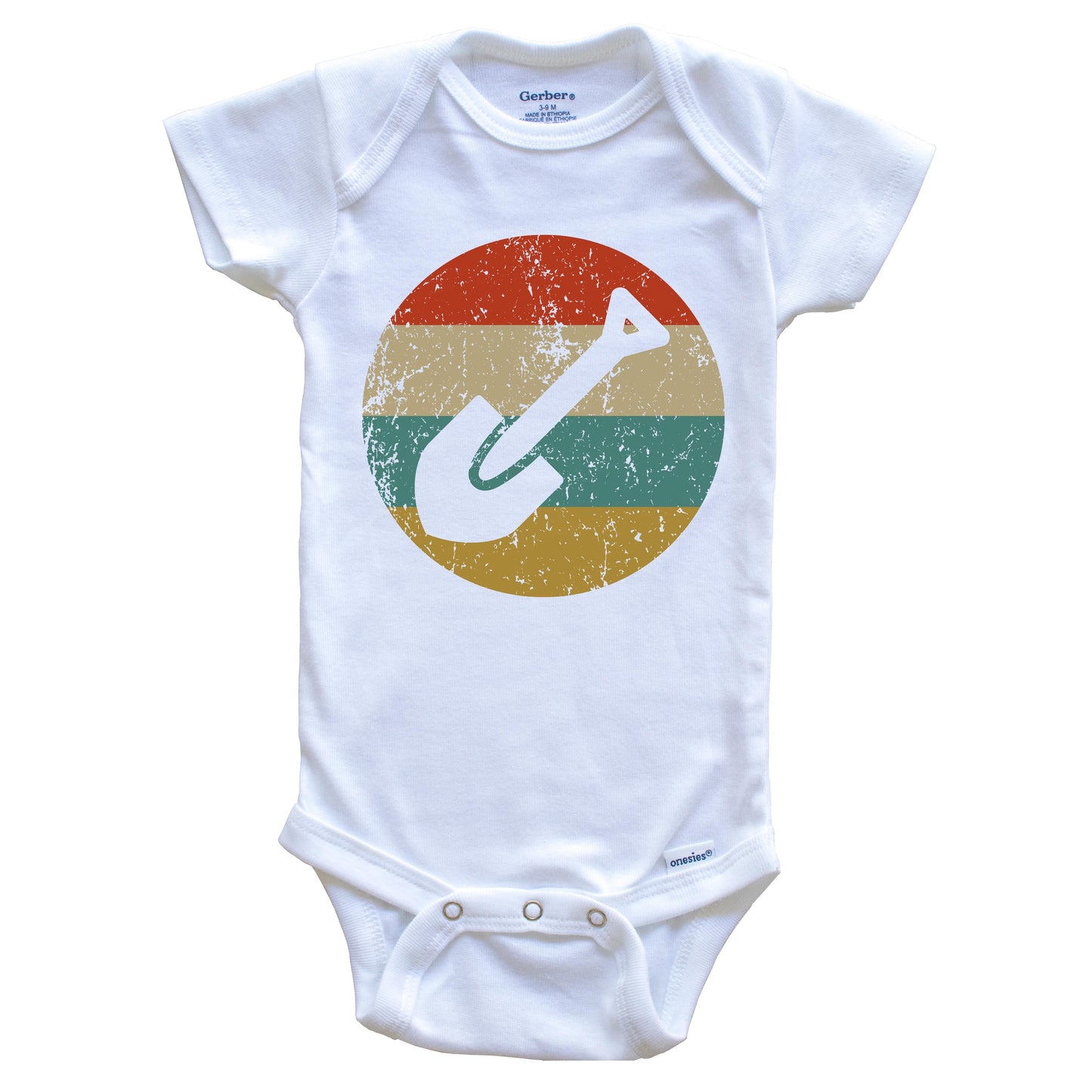 Archaeologist Vintage Retro Spade Shovel Circle Icon Baby Onesie