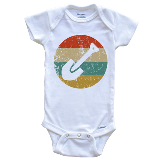Archaeologist Vintage Retro Spade Shovel Circle Icon Baby Onesie