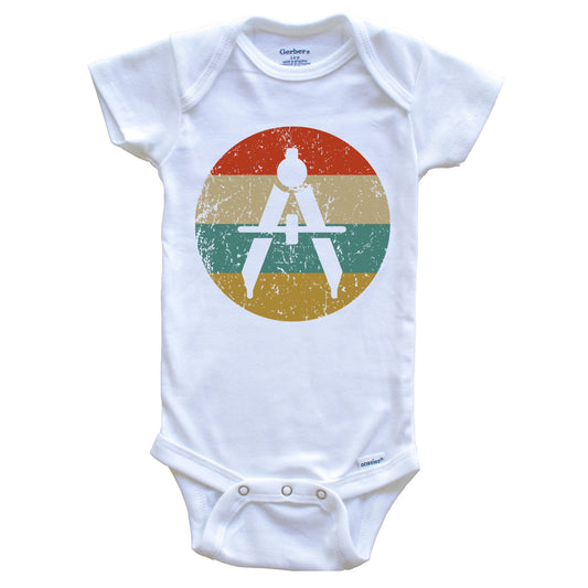 Architect Engineer Vintage Retro Compass Circle Icon Baby Onesie