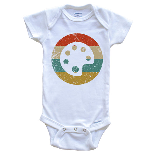 Artist Art Teacher Retro Paint Palette Circle Icon Baby Onesie