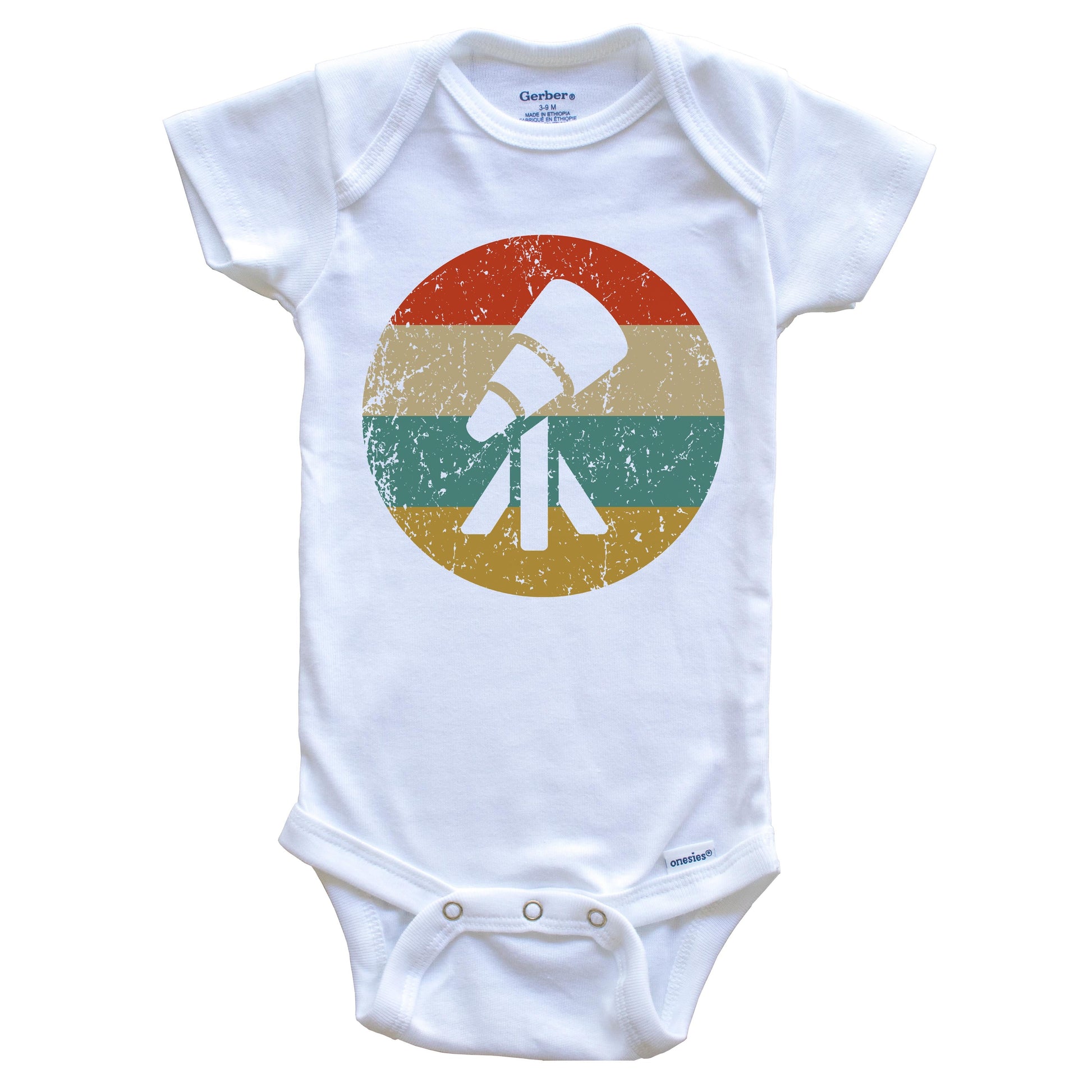 Astronomer Vintage Retro Telescope Circle Icon Baby Onesie
