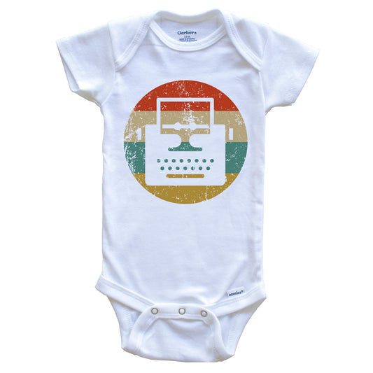 Writer Vintage Retro Typewriter Circle Icon Baby Onesie