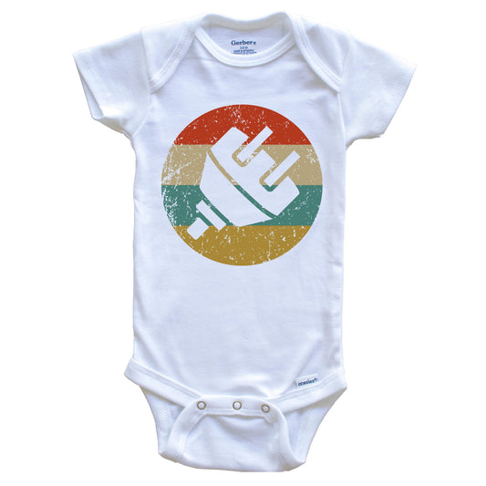 Electrician Vintage Retro Electric Plug Circle Icon Baby Onesie
