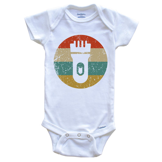 Barber Hairdresser Retro Hair Clippers Circle Icon Baby Onesie