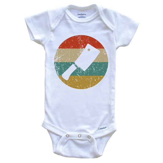 Butcher Vintage Retro Meat Cleaver Circle Icon Baby Onesie