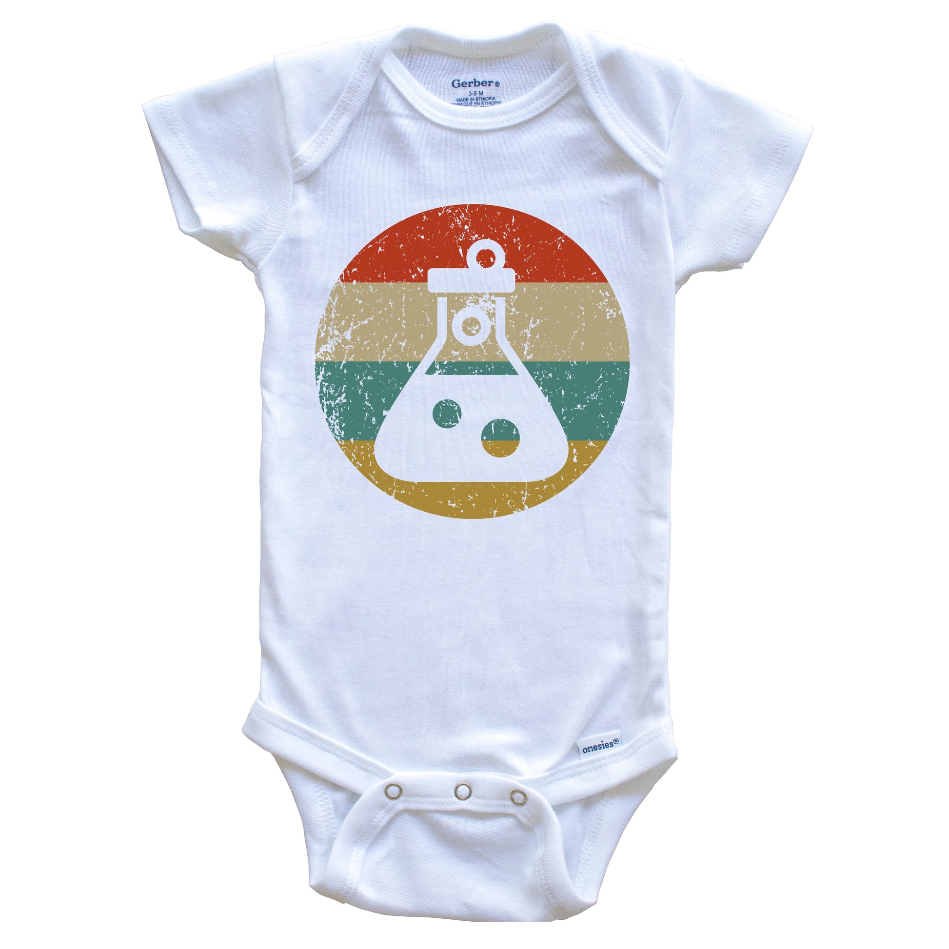 Chemist Scientist Retro Test Tube Flask Circle Icon Baby Onesie