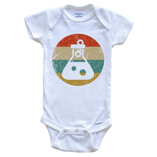 Chemist Scientist Retro Test Tube Flask Circle Icon Baby Onesie