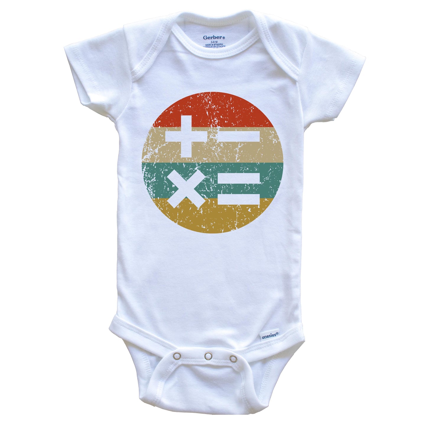 Math Teacher Vintage Retro Math Symbols Circle Icon Baby Onesie