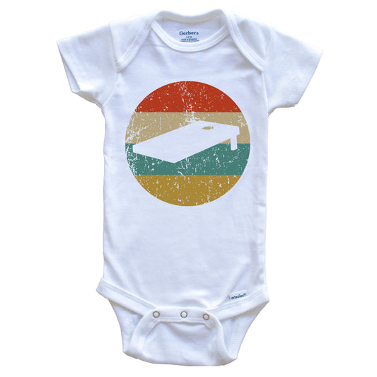Cornhole Vintage Retro Cornhole Board Circle Icon Baby Onesie