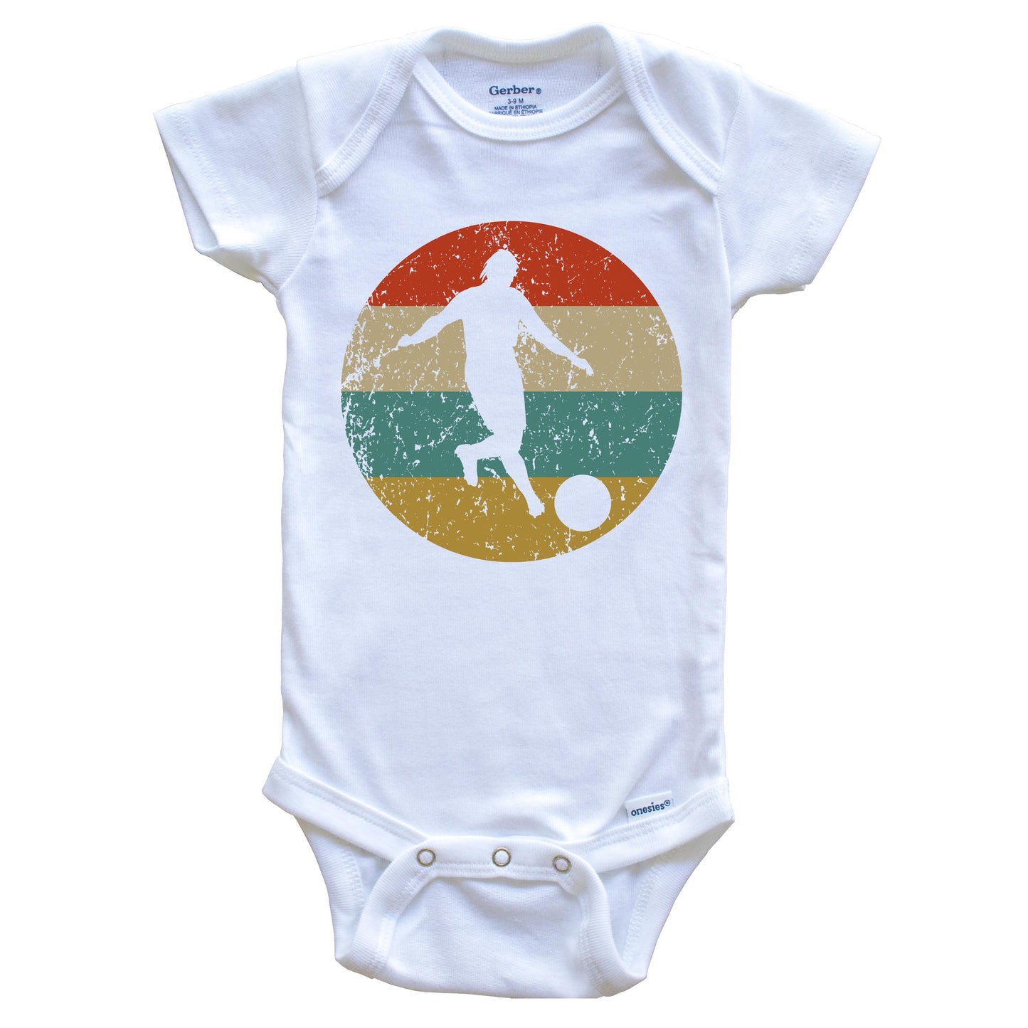 Kickball Vintage Retro Kickball Player Circle Icon Baby Onesie