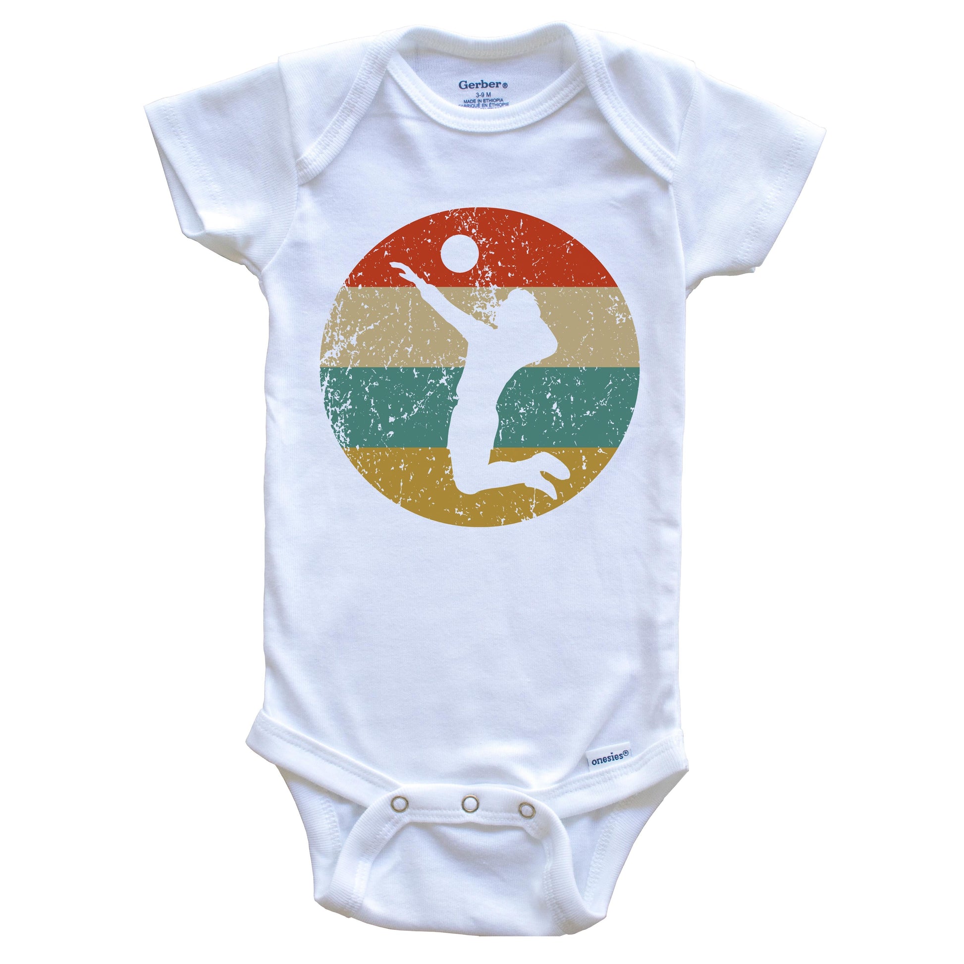 Volleyball Vintage Retro Volleyball Player Circle Icon Baby Onesie