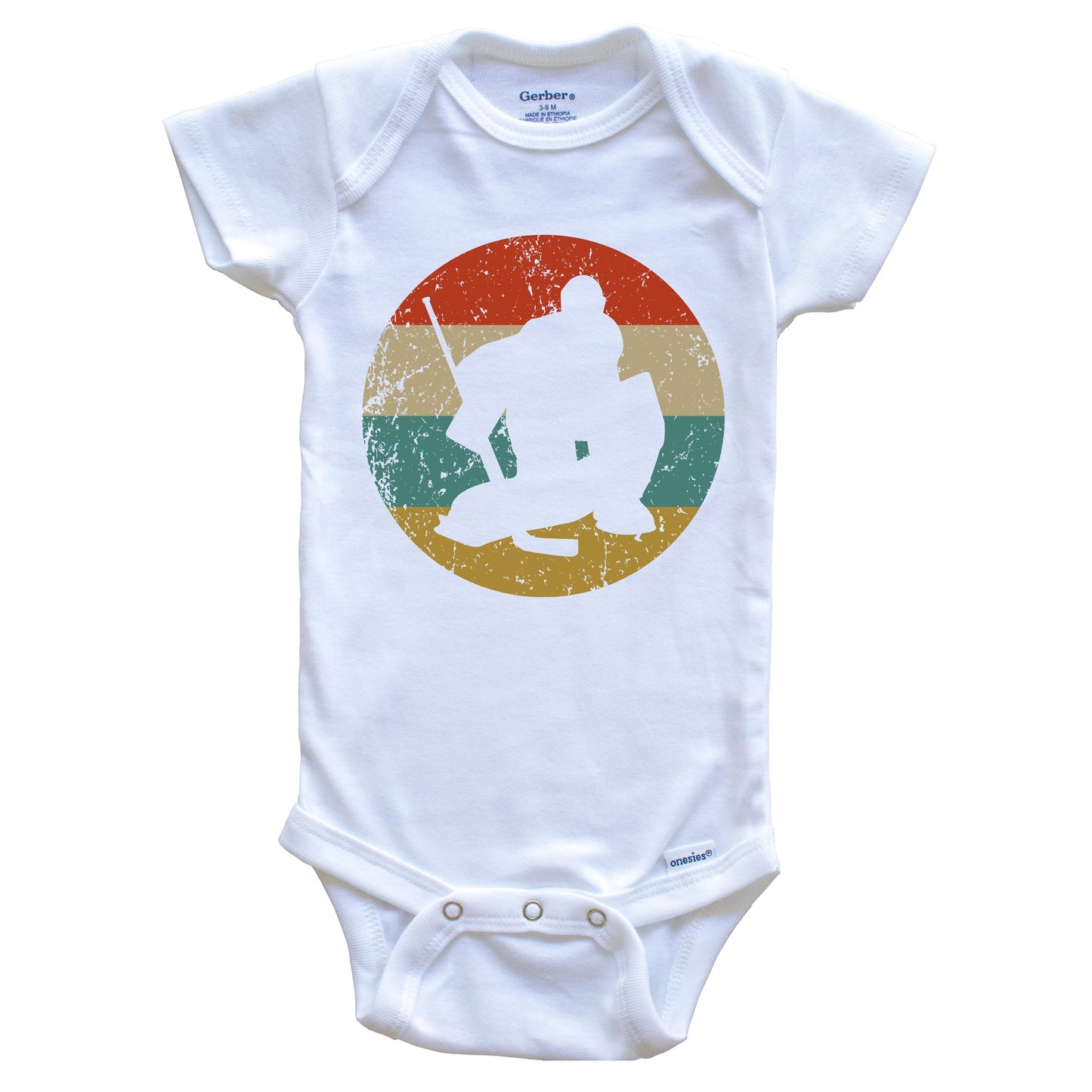 Hockey Vintage Retro Hockey Goalie Circle Icon Baby Onesie