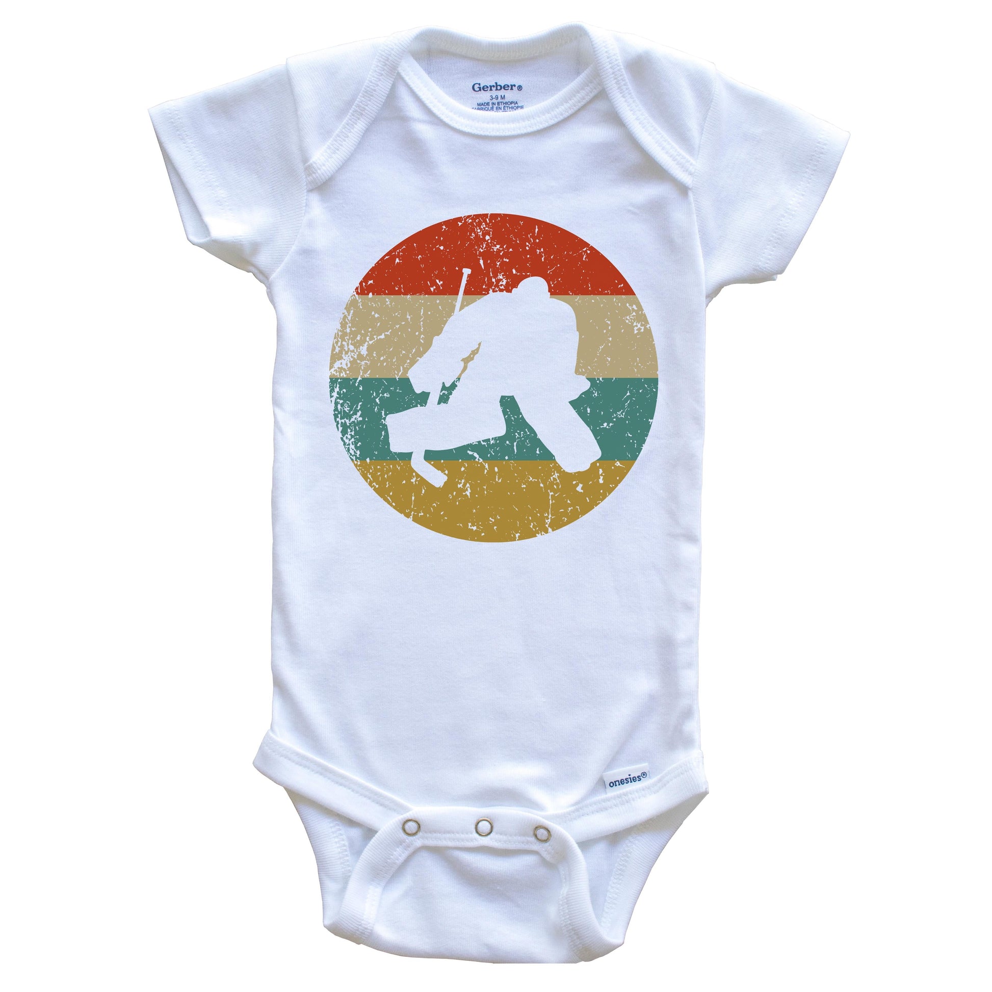 Hockey Vintage Retro Hockey Goalie Circle Icon Baby Onesie