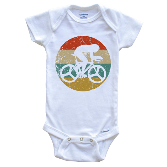 Cycling Vintage Retro Cyclist Circle Icon Baby Onesie