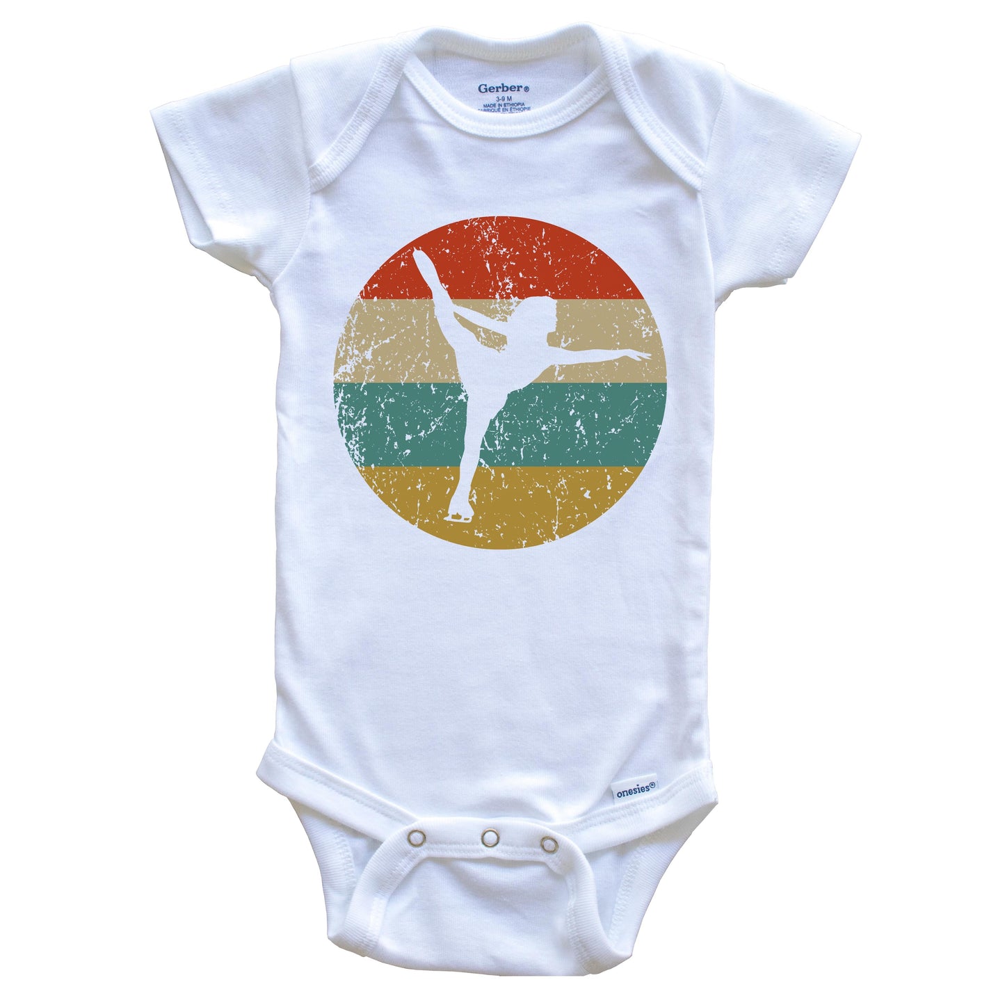 Figure Skating Vintage Retro Figure Skater Circle Icon Baby Onesie