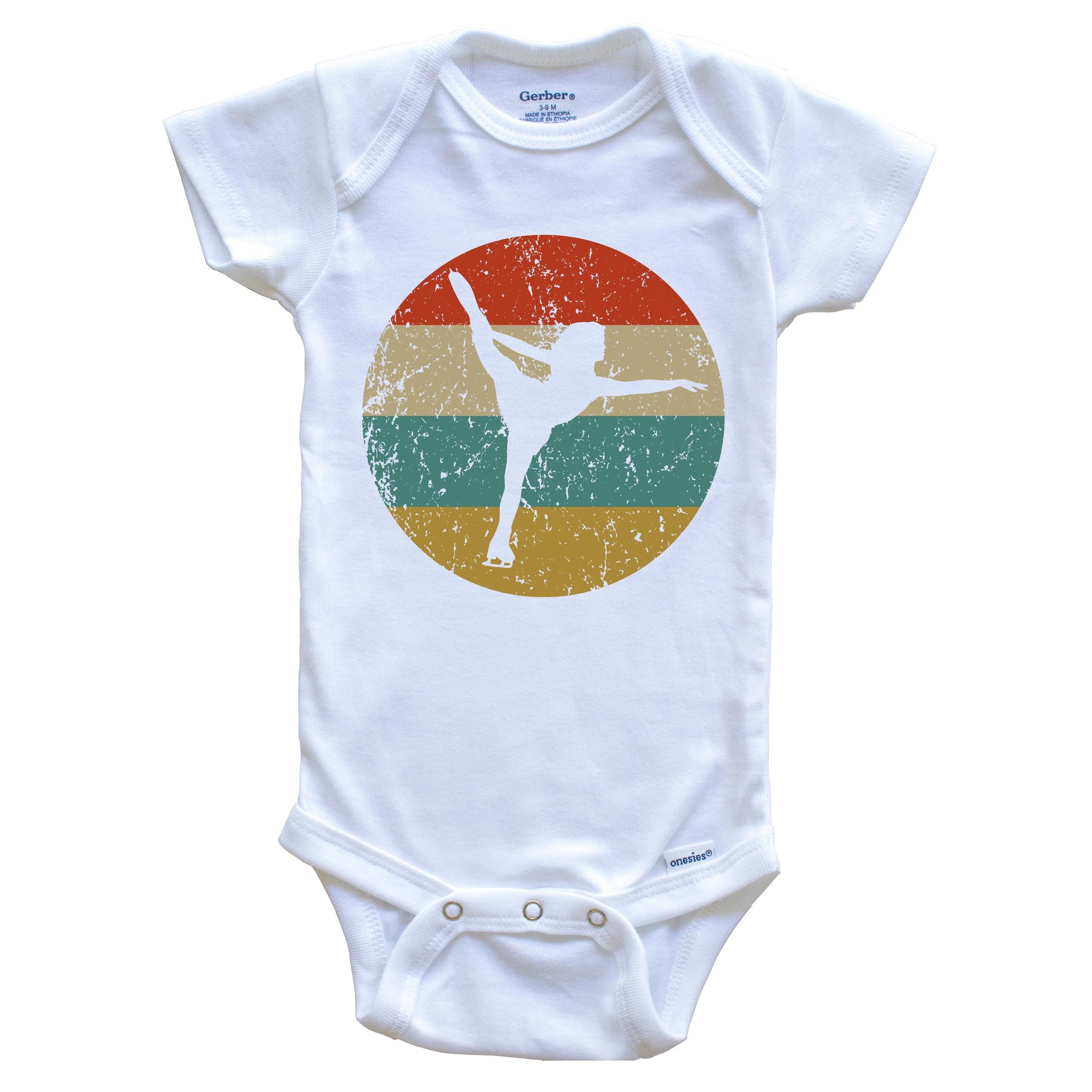 Figure Skating Vintage Retro Figure Skater Circle Icon Baby Onesie