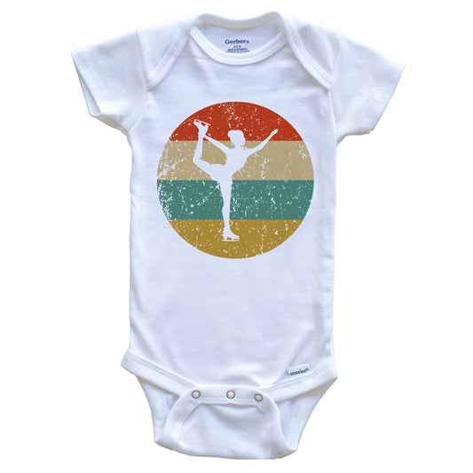 Figure Skating Vintage Retro Figure Skater Circle Icon Baby Onesie