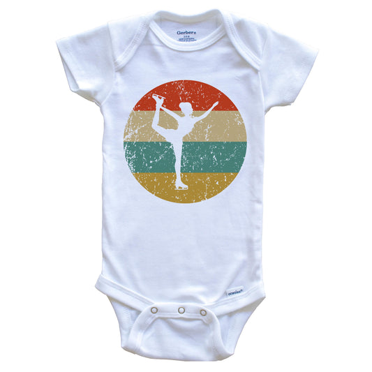 Figure Skating Vintage Retro Figure Skater Circle Icon Baby Onesie