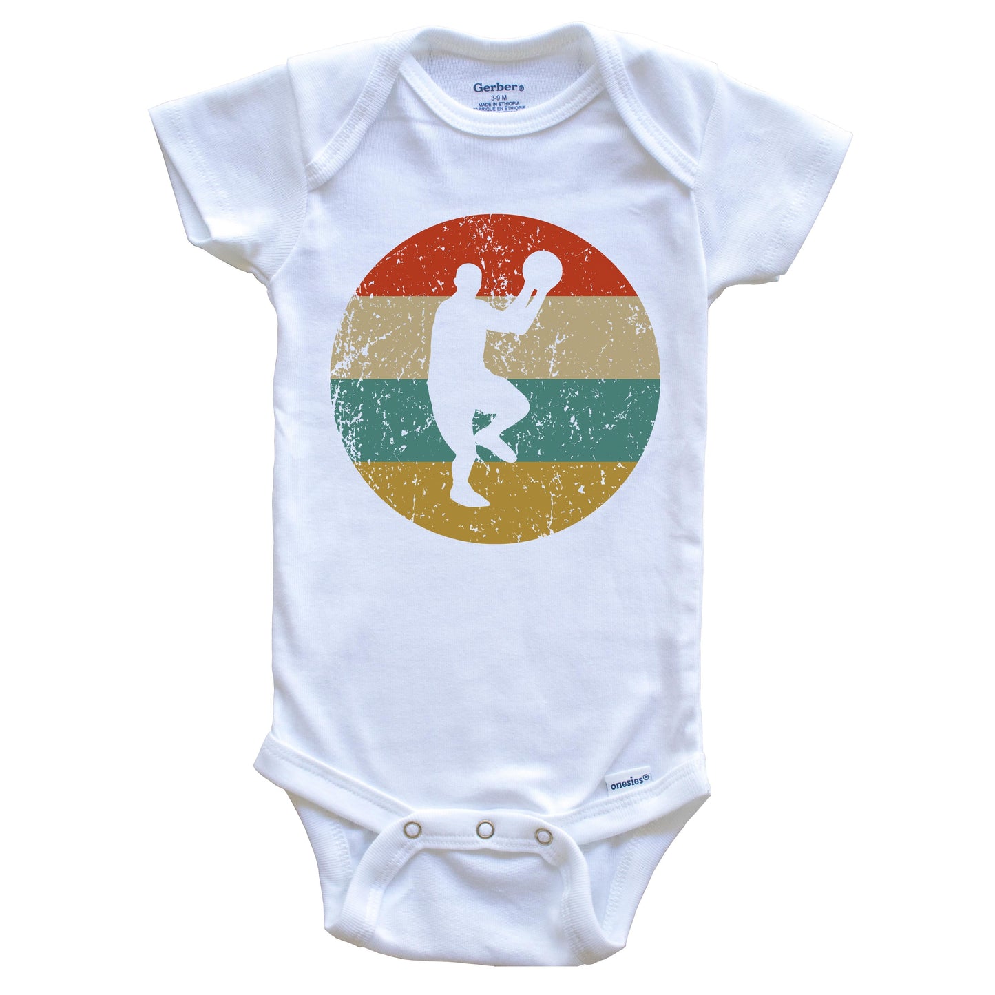 Basketball Vintage Retro Basketball Player Circle Icon Baby Onesie