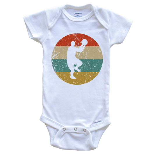 Basketball Vintage Retro Basketball Player Circle Icon Baby Onesie