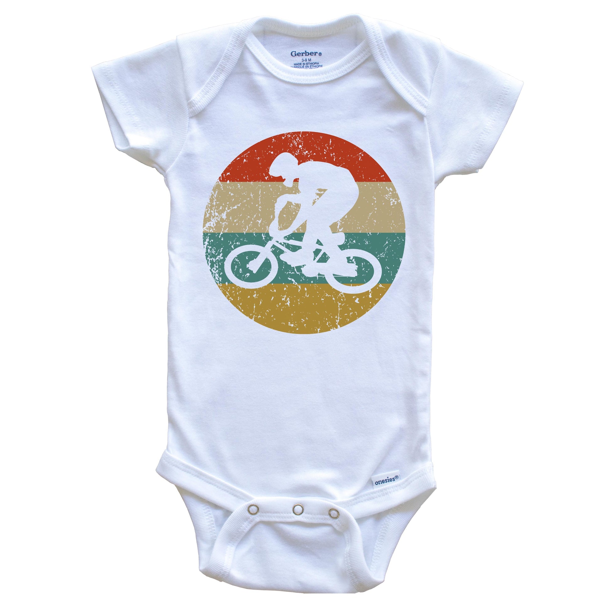 BMX Vintage Retro BMX Bike Rider Circle Icon Baby Onesie