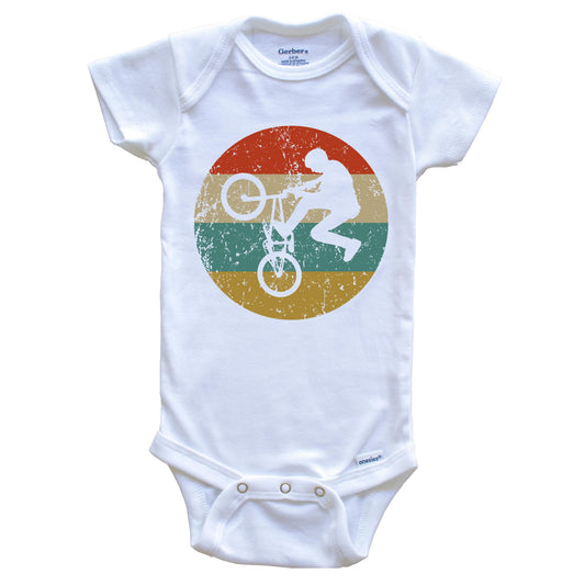 BMX Vintage Retro BMX Bike Rider Circle Icon Baby Onesie