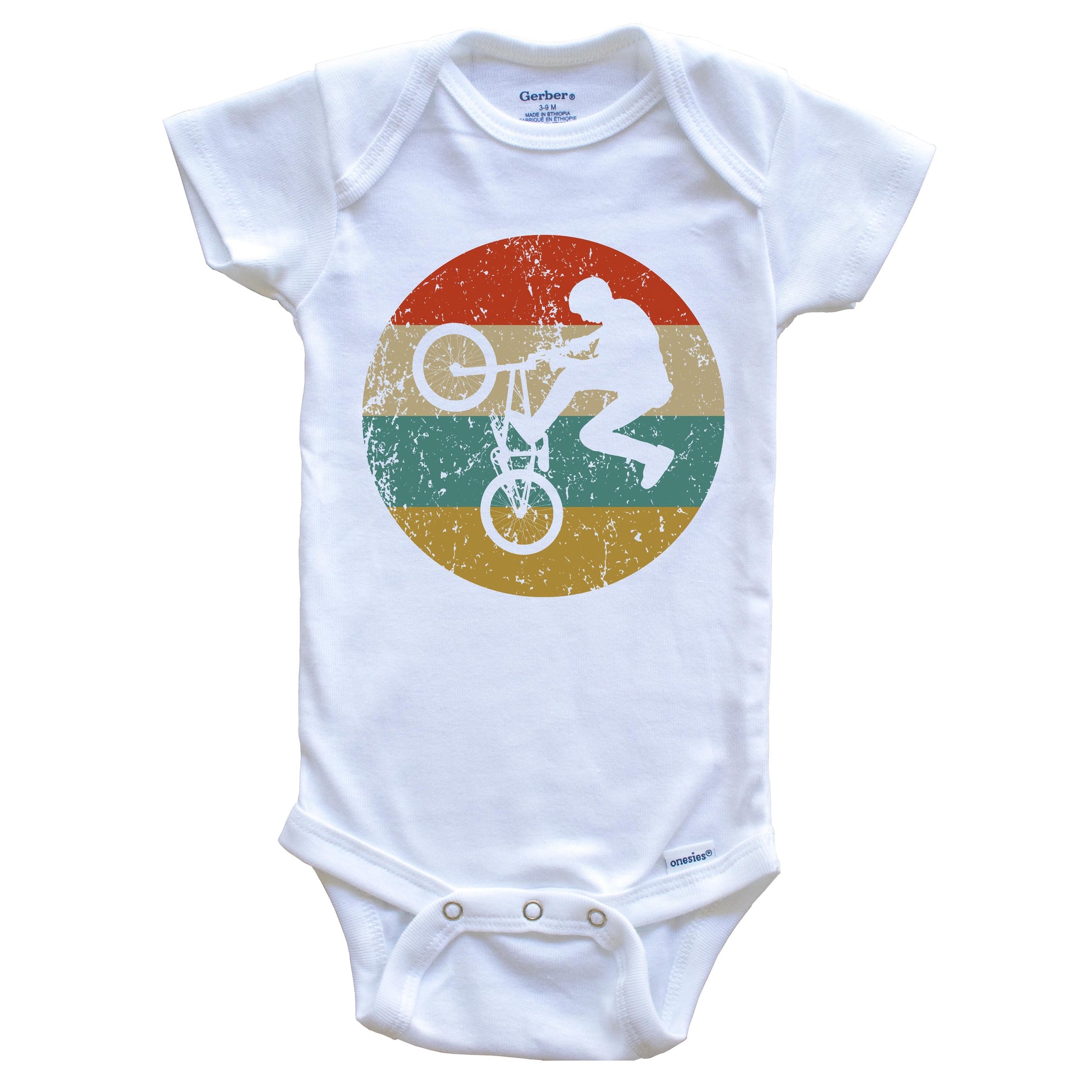 BMX Vintage Retro BMX Bike Rider Circle Icon Baby Onesie