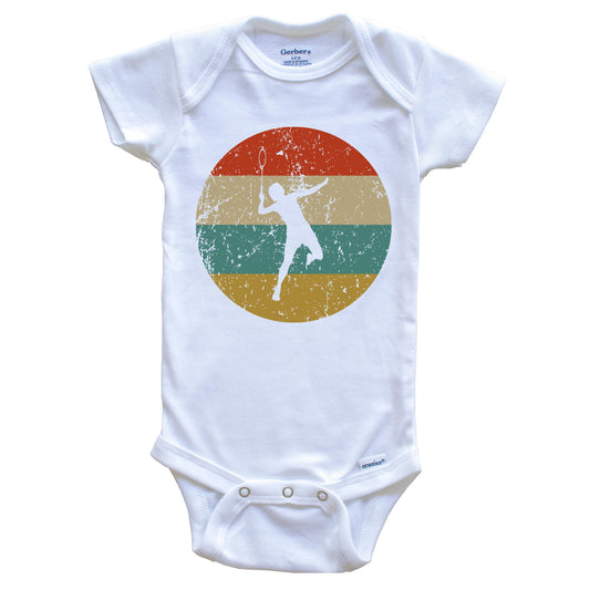 Badminton Vintage Retro Badminton Player Circle Icon Baby Onesie