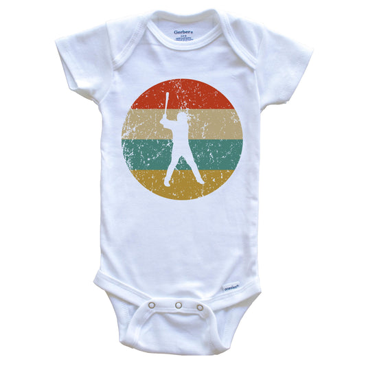 Baseball Vintage Retro Baseball Player Circle Icon Baby Onesie