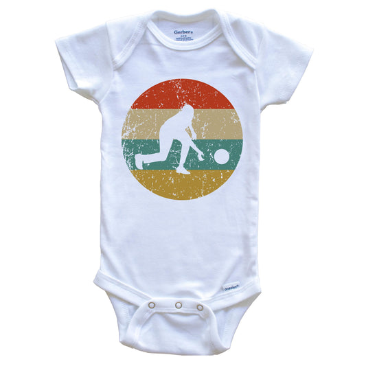 Bowling Vintage Retro Bowler Circle Icon Baby Onesie