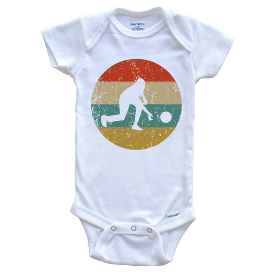 Bowling Vintage Retro Bowler Circle Icon Baby Onesie