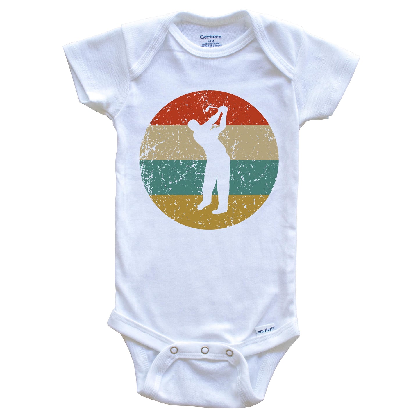 Golf Vintage Retro Golfer Circle Icon Baby Onesie