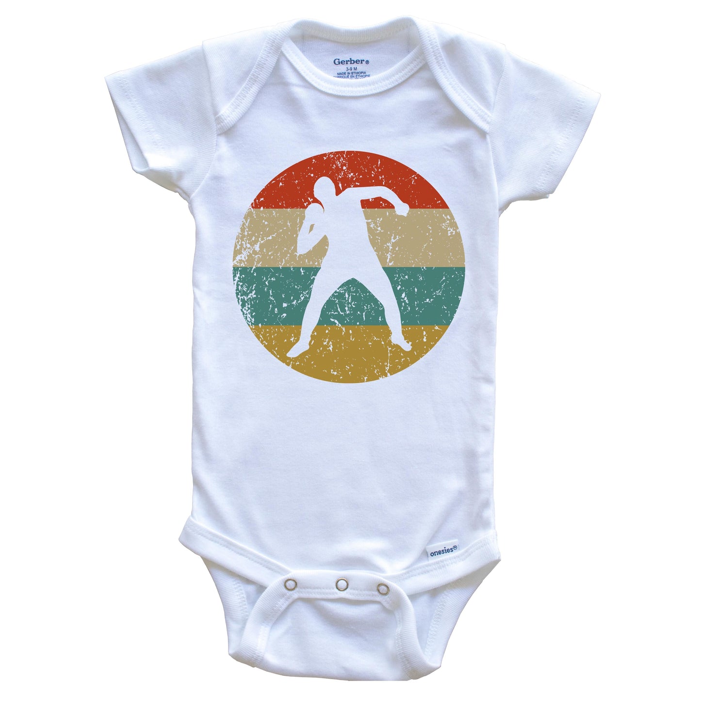 Shot Put Vintage Retro Track And Field Circle Icon Baby Onesie