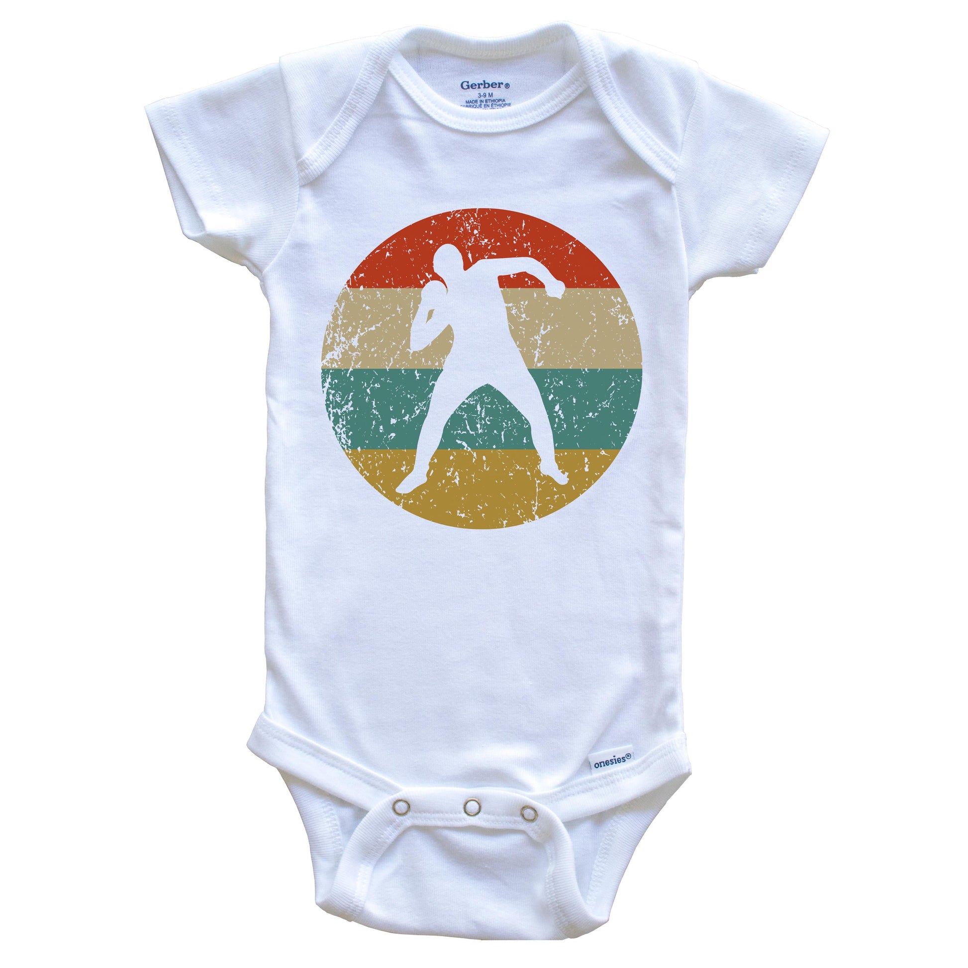 Shot Put Vintage Retro Track And Field Circle Icon Baby Onesie