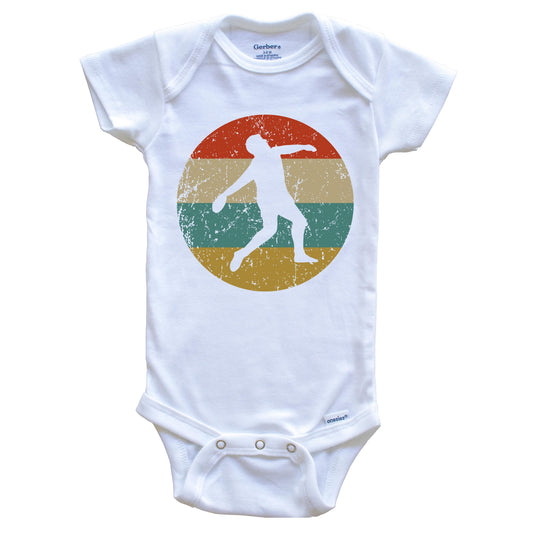 Discus Throw Vintage Retro Track And Field Circle Icon Baby Onesie