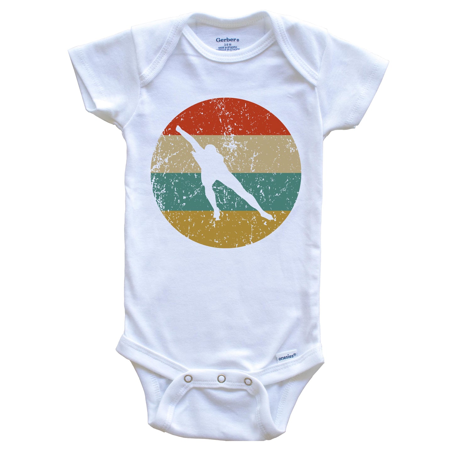 Speed Skating Vintage Retro Speed Skater Circle Icon Baby Onesie