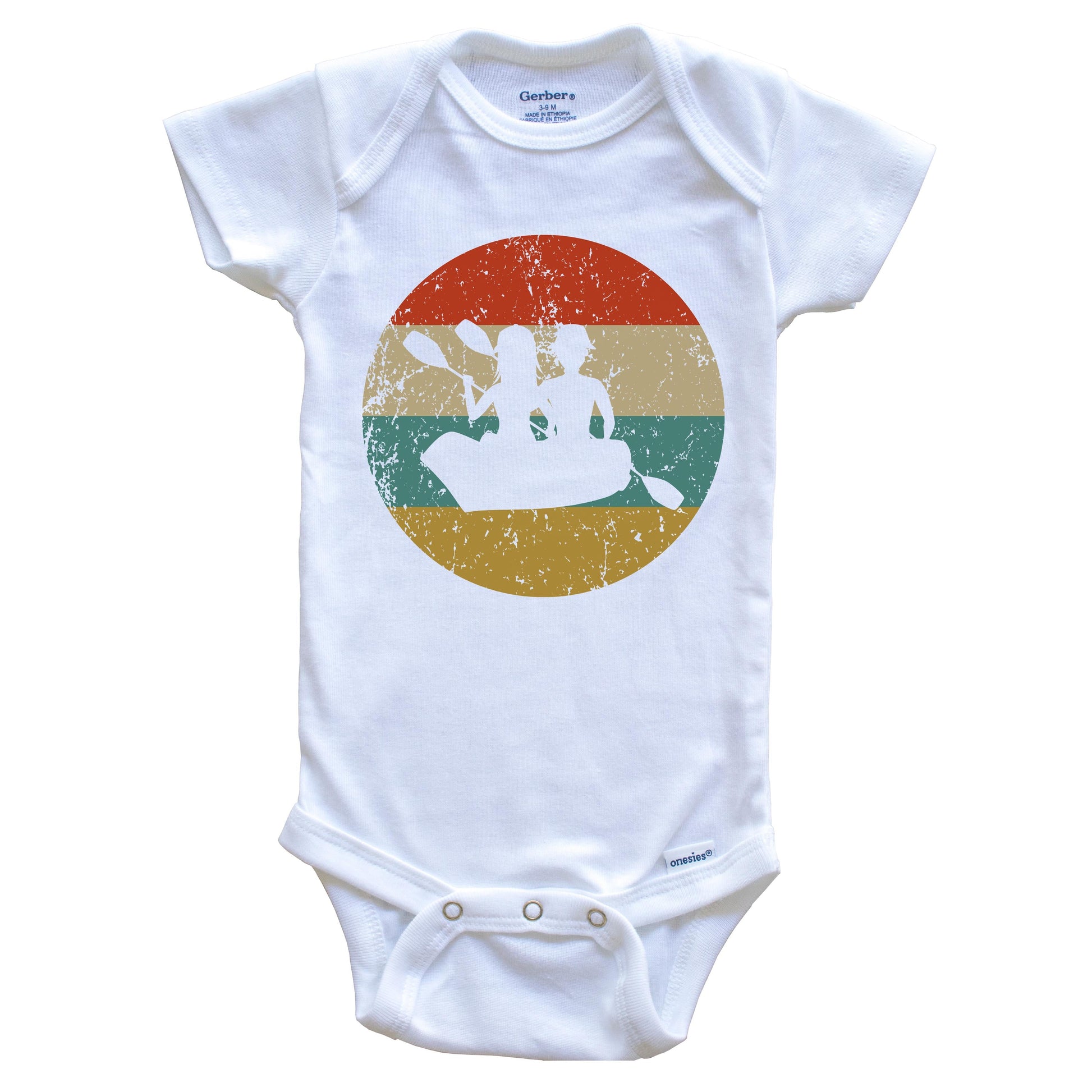 Canoeing Vintage Retro Canoe Circle Icon Baby Onesie