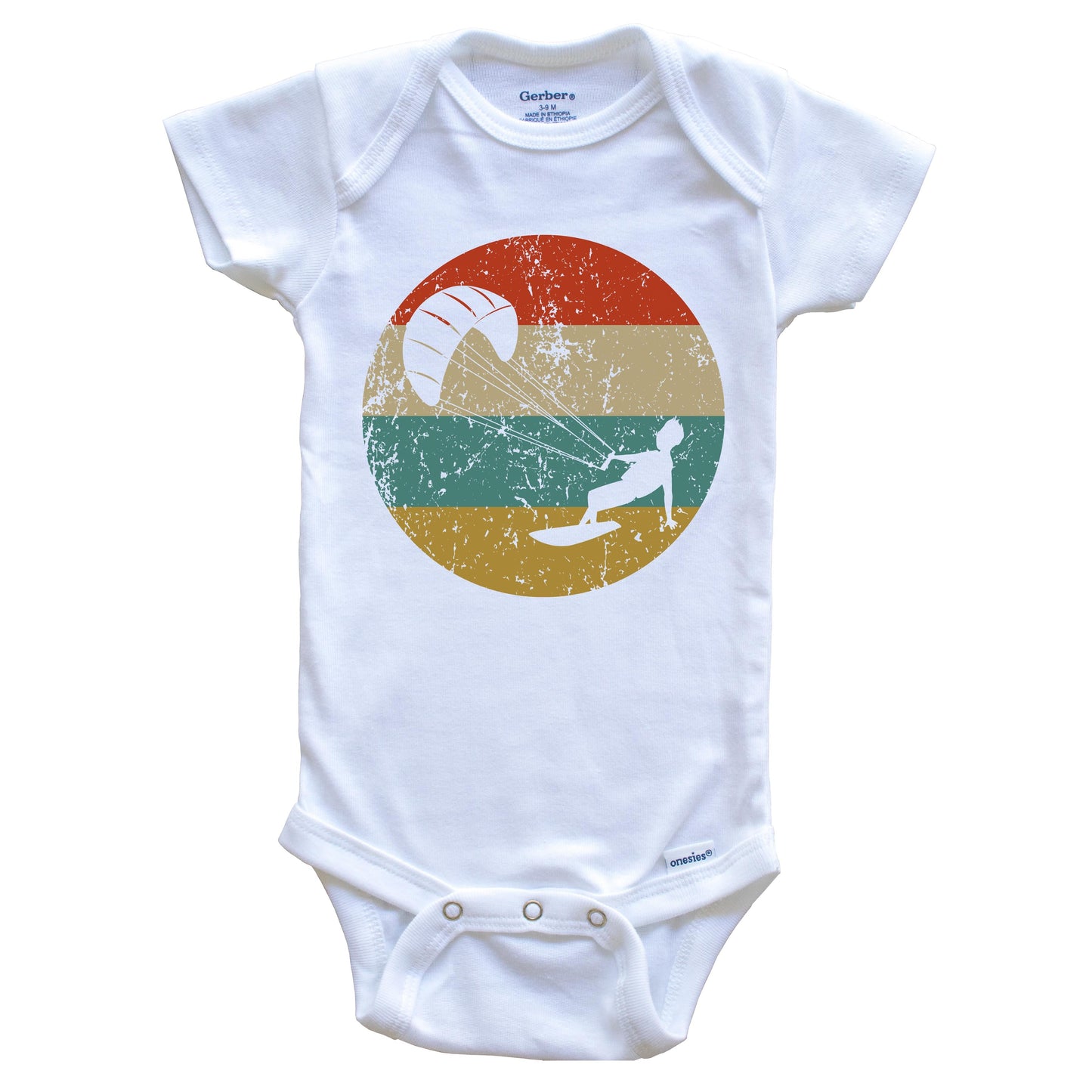 Kite Surfing Vintage Retro Kite Surfer Circle Icon Baby Onesie