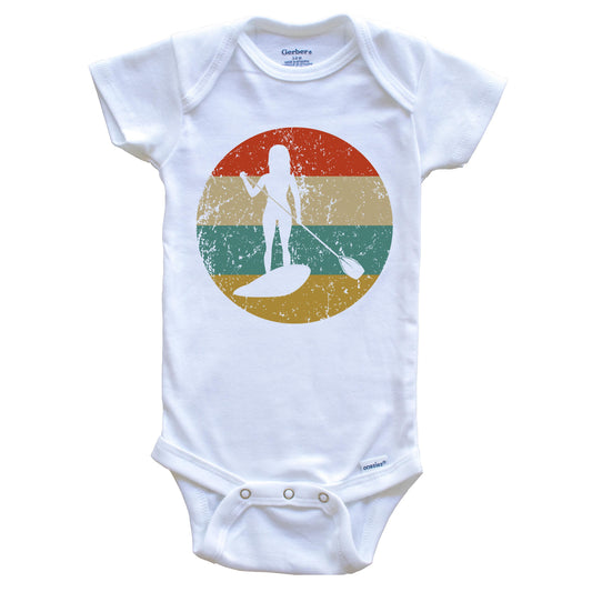 Paddleboarding Vintage Retro Paddleboard Circle Icon Baby Onesie