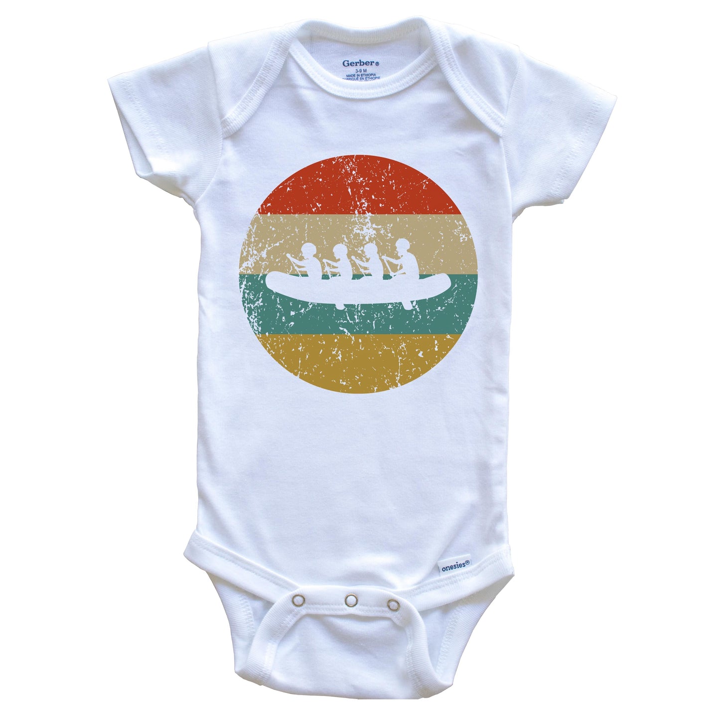 White Water Rafting Vintage Retro Rafters Circle Icon Baby Onesie