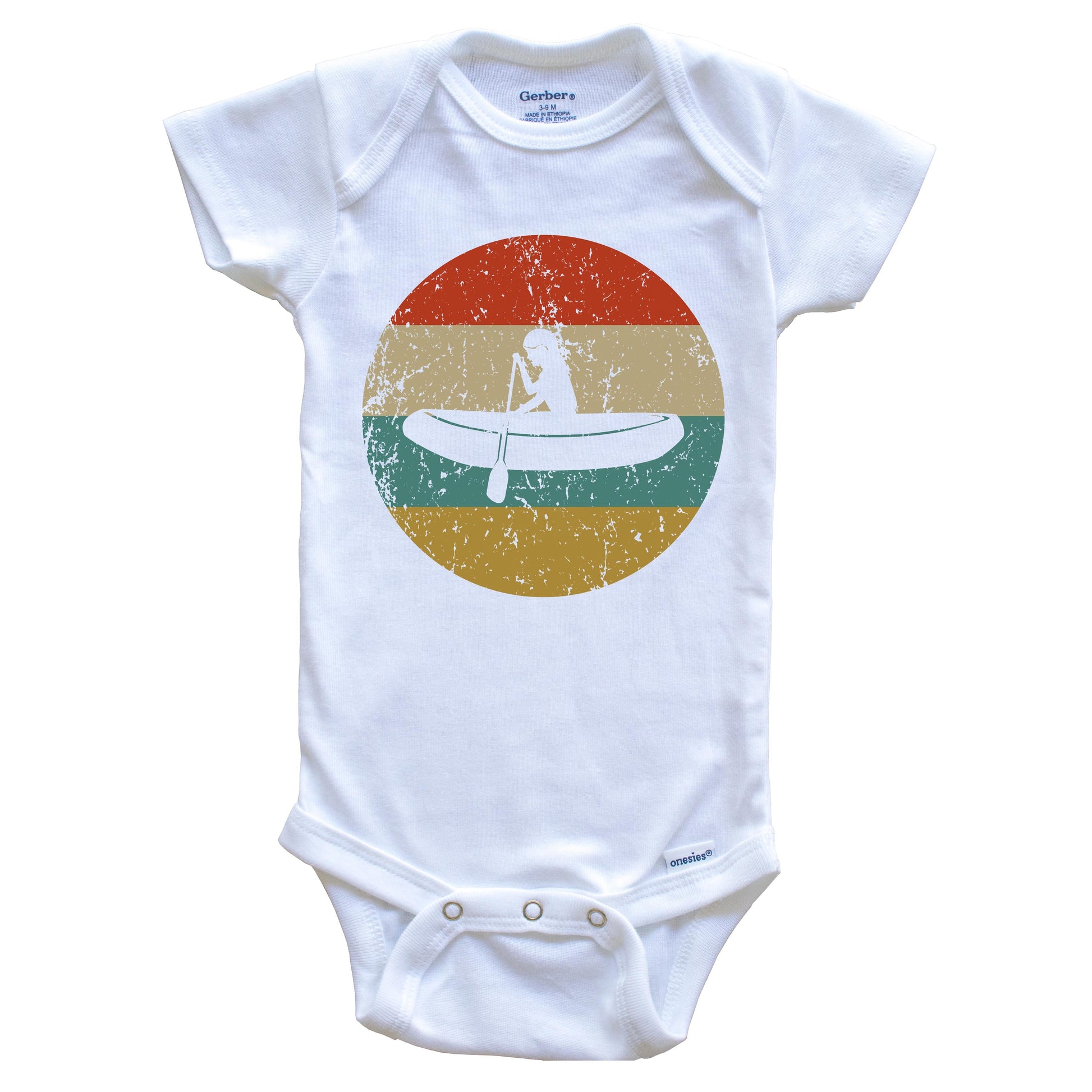 White Water Rafting Vintage Retro Rafter Circle Icon Baby Onesie