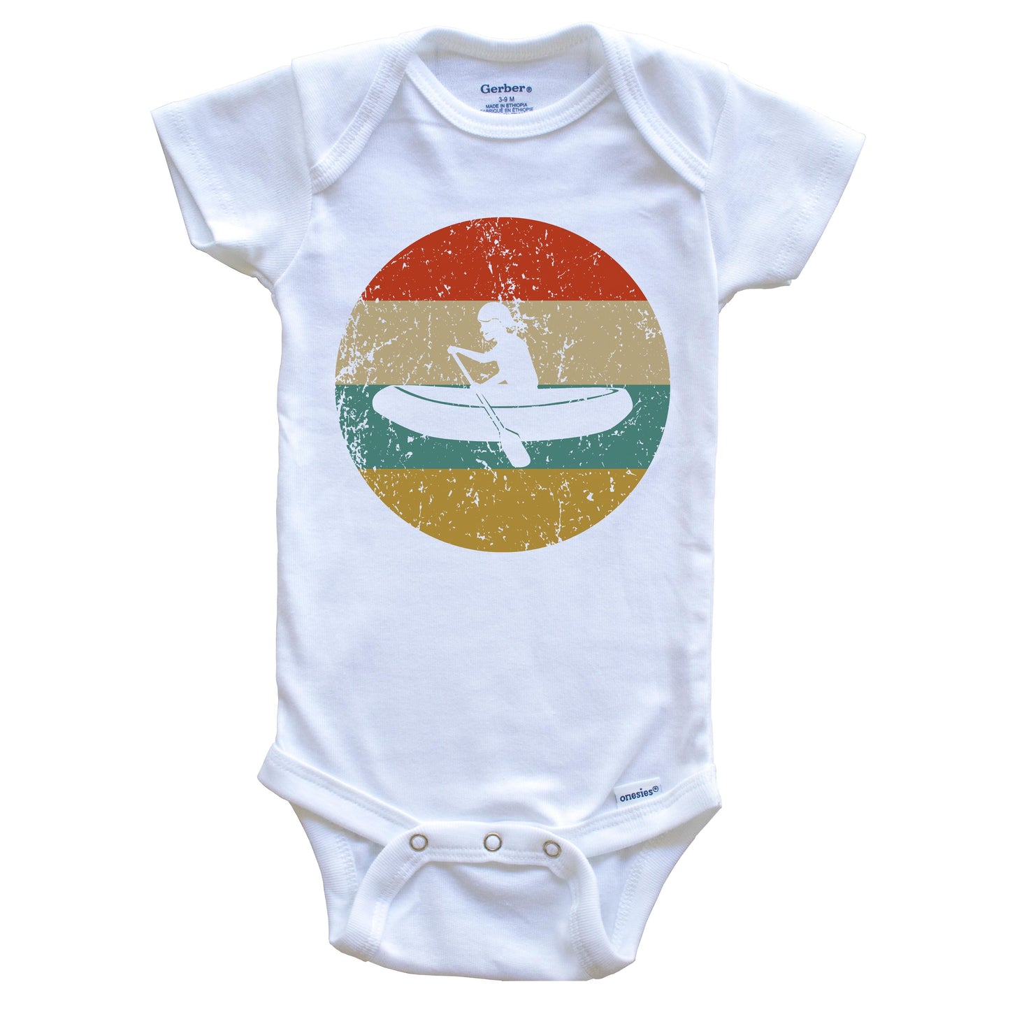 White Water Rafting Vintage Retro Rafter Circle Icon Baby Onesie